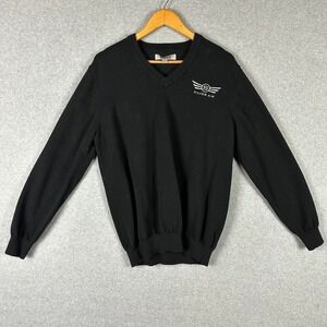 Edwards Sweater Silver Air Logo‎ Black Men's V-Neck Sweater by Edwards Large